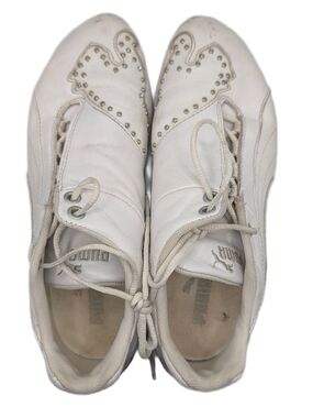 Puma Future Cat Studded White Leather Sneakers Unisex Women's 7.5 Vintage